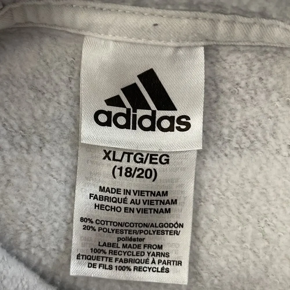 Adidas classic pullover hoodie.  Size Boys XL.  Front hand warmer pocket.